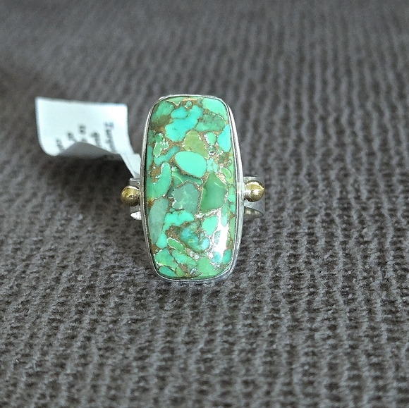 Shivam Rectangular Green💚 Copper Turquoise Statement Ring💍 - NWT - Picture 16 of 16